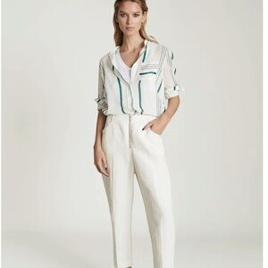 Reiss Katey Striped Grandad Collar Shirt